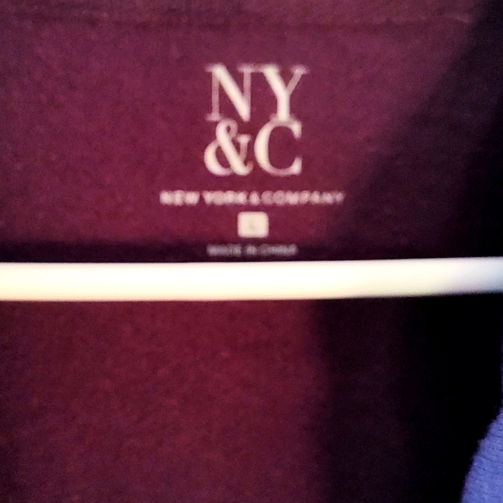 New York & Company Purple Zip-Up Hooded Sweatshirt - Picture 2 of 3